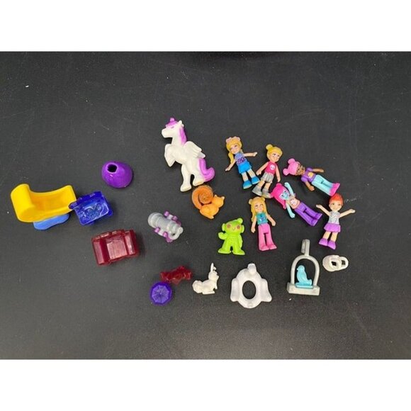 Polly Pocket Lot 3 Compacts Space UFO Compact Flamingo Hedgehog Cafe 20+ Parts - Picture 10 of 12